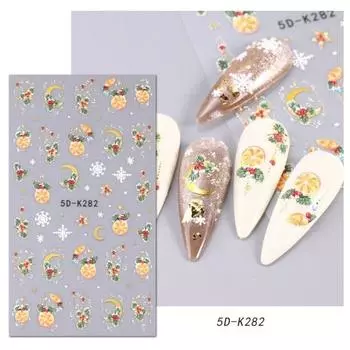 5D блестящие рождественские наклейки для ногтей, праздничная снежинка, медведь, фонарь, дизайн, самоклеющиеся украшения для дизайна ногтей A