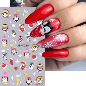 5D блестящие рождественские наклейки для ногтей, праздничная снежинка, медведь, фонарь, дизайн, самоклеющиеся украшения для дизайна ногтей A