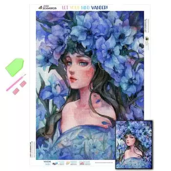 5D Алмазная Картина Фиолетовый Цветок Картины Стразы Алмазная Вышивка Крестом Девушка Мозаика Распродажа Подарок Ручной Работы Full Round 20X30CM