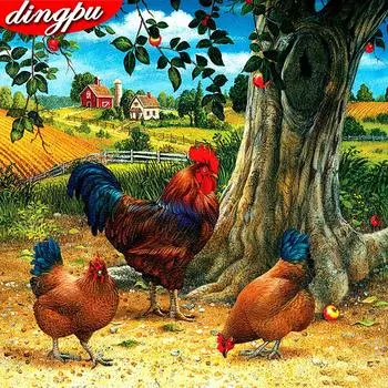 5D Алмазная картина Полный круглый петух DIY Алмазная художественная вышивка Животное 30x30CM