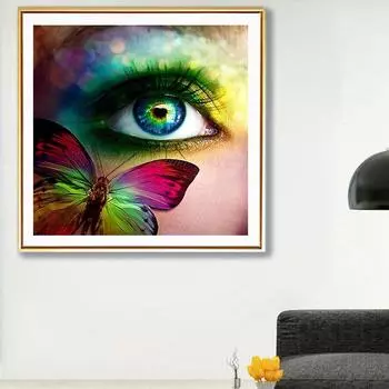 5D Бриллиантовая роспись Вышивка крестиком Глаза бабочки Картина Стразы Ручной работы Подарок Бриллиантовая вышивка Домашний декор Full Round 30X30CM