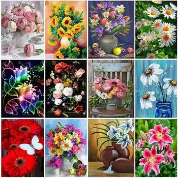 5D алмазная живопись цветок вышивка крестом горный хрусталь мозаика Цветочная Алмазная вышивка Алмазная мозаика украшение дома Full Round 20x30CM