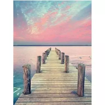 5D Алмазная картина Пляжный мост Вышивка крестом Полная круглая алмазная вышивка 20X30CM