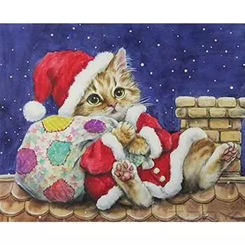 5D алмазная картина Рождество Diy животное алмазная вышивка кошка Декор для дома 20X30CM
