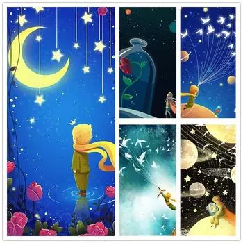 5D цифровая живопись DIY алмазная живопись детская сказка роза звезда маленькая лиса полная алмазная вышивка художественный художник livi Full Round 20x25CM