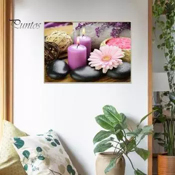 5D Цветочная Свеча Девушка Узор DIY Алмазный Арт-набор Красочные Стразы Яркий Цвет Взрослые Дети Стразы Живопись Украшения Дома Стены A