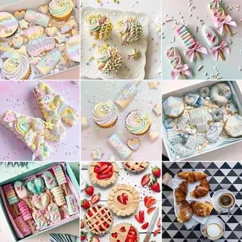 5D десерт DIY алмазная живопись Зефир цветной торт горный хрусталь вышивка ресторан мозаика ручная работа украшение дома живопись Full Round 20x20CM