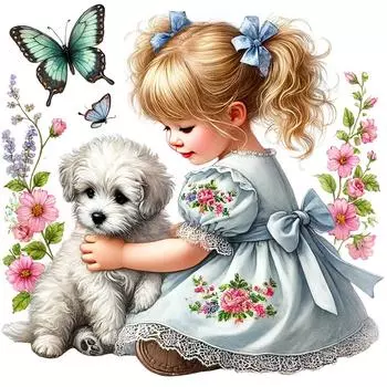 5D-Diamant-Gemlde zum Selbermachen Runder Bohrer Hunde-Set Heimdekoration Kunst Z145