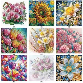 5D-Diamant-Malerei-Set zum Selbermachen teilweise speziell geformt Blumendekorat AT197