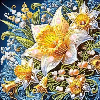 5D-Diamant-Malerei-Set zum Selbermachen teilweise speziell geformt Blumendekorat AT197