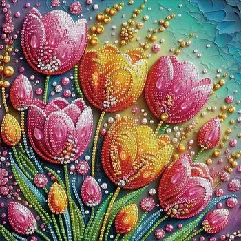 5D-Diamant-Malerei-Set zum Selbermachen teilweise speziell geformt Blumendekorat AT197