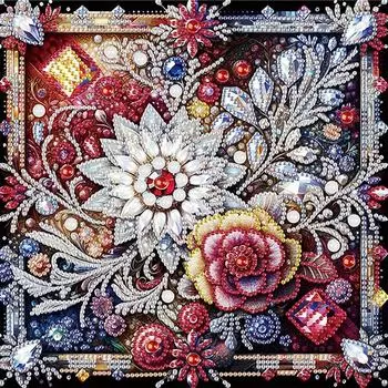 5D-Diamant-Malerei-Set zum Selbermachen teilweise speziell geformt Blumendekor 3 AT494