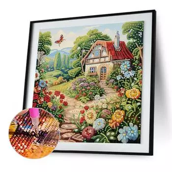 5D-Diamant-Malerei-Set zum Selbermachen teilweise speziell geformt mit Husern D AT155