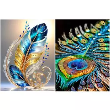 5D-Diamant-Malerei-Set zum Selbermachen teilweise speziell geformt mit Feder-Dek GSYX483