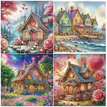 5D-Diamant-Malerei-Set zum Selbermachen teilweise speziell geformt mit Husern D AT155