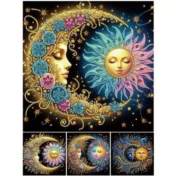 5D-Diamant-Malerei-Set zum Selbermachen teilweise speziell geformt Blumen Sterne LY448