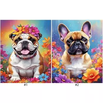 5D-Diamantgemlde zum Selbermachen mit quadratischem Bohrer Bulldoggen-Set Heimd ZQA4648