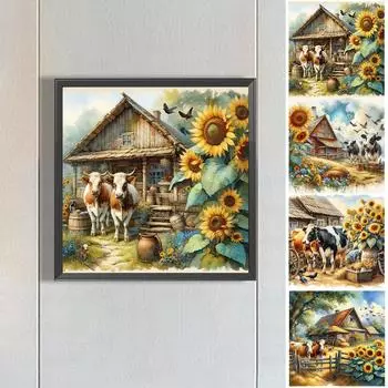 - 5D-Diamantgemlde zum Selbermachen runder Bohrer Bauernhofleben Heimdekoration E3711