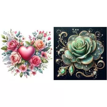 5D-Diamantgemlde zum Selbermachen Runder Bohrer Blumen-Set Heimdekoration Kunst w4095