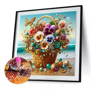 5D-Diamantgemlde zum Selbermachen Runder Bohrer Blumen-Set Heimdekoration Kunst