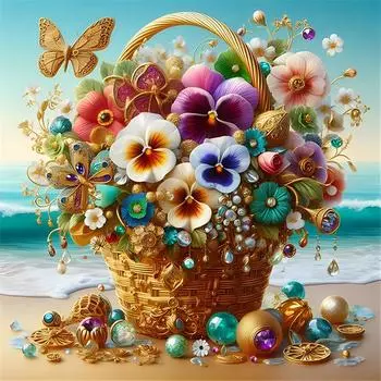 5D-Diamantgemlde zum Selbermachen Runder Bohrer Blumen-Set Heimdekoration Kunst