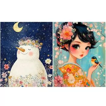 5D-Diamantgemlde zum Selbermachen Runder Bohrer Cartoon-Set Heimdekoration Kuns Z232