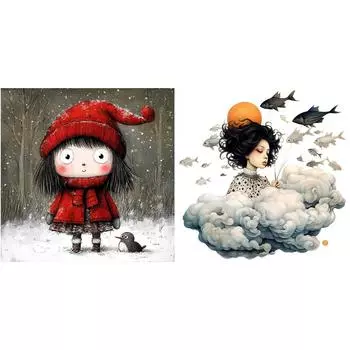 5D-Diamantgemlde zum Selbermachen Runder Bohrer Cartoon-Mdchen-Set Heimdekorat Z104