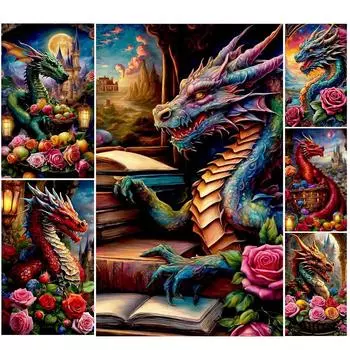 5D-Diamantgemlde zum Selbermachen Runder Bohrer Drachen-Set Heimdekoration Kuns sz6124