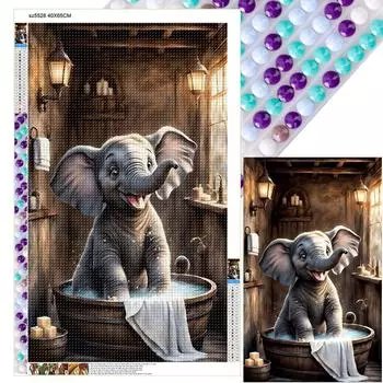5D-Diamantgemlde zum Selbermachen runder Bohrer Elefant Heimdekoration Kunsthan
