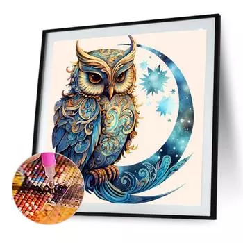 5D-Diamantgemlde zum Selbermachen runder Bohrer Eulen-Set Heimdekoration Kunsth