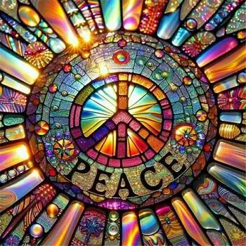 - 5D-Diamantgemlde zum Selbermachen runder Bohrer Friedenszeichen Heimdekoratio