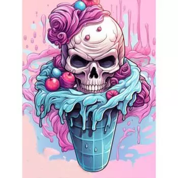 5D-Diamantgemlde zum Selbermachen Runder Bohrer Halloween-Hexe Skelett Basteln