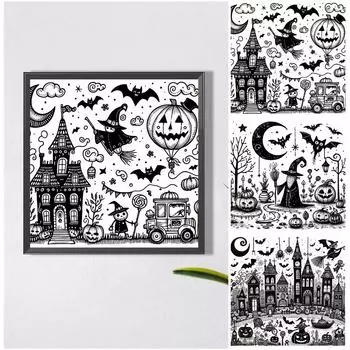 5D-Diamantgemlde zum Selbermachen Runder Bohrer Halloween Heimdekoration Kunsth w4007