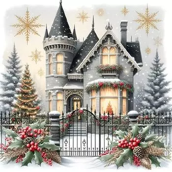 5D-Diamantgemlde zum Selbermachen runder Bohrer Haus-Set Heimdekoration Kunst 3 ZSH1434