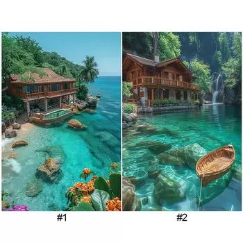 - 5D-Diamantgemlde zum Selbermachen runder Bohrer Haus-Set Heimdekoration Kunst sz5456