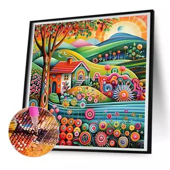 5D-Diamantgemlde zum Selbermachen Runder Bohrer Hausblumen-Dekor Kunsthandwerk