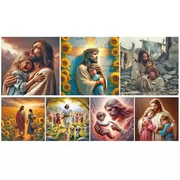 5D-Diamantgemlde zum Selbermachen Runder Bohrer Иисус-Set Heimdekoration Kunsth A10035