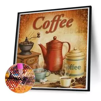 5D-Diamantgemlde zum Selbermachen Runder Bohrer Kaffee-Set Heimdekoration Kunst
