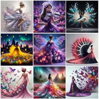 5D-Diamantgemlde zum Selbermachen Runder Bohrer Mdchen-Set Heimdekoration Kuns ZSH1155