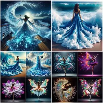 5D-Diamantgemlde zum Selbermachen Runder Bohrer Mdchen-Set Heimdekoration Kuns E3898