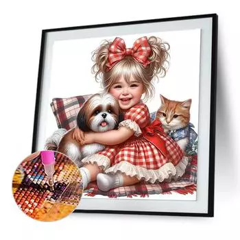 5D-Diamantgemlde zum Selbermachen Runder Bohrer Mdchen-Set Heimdekoration Kuns ZSH826