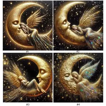 5D-Diamantgemlde zum Selbermachen Runder Bohrer Mdchen-Mond-Set Heimdekoration sz5673