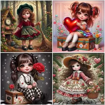 5D-Diamantgemlde zum Selbermachen Runder Bohrer Mdchen-Set Heimdekoration Kuns sz5570