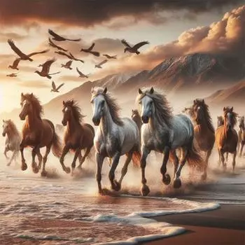 5D-Diamantgemlde zum Selbermachen runder Bohrer Pferd Heimdekoration Kunsthandw