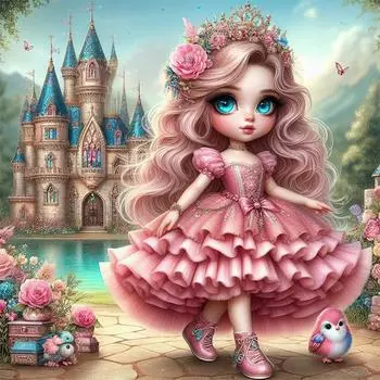 5D-Diamantgemlde zum Selbermachen Runder Bohrer Prinzessin Mdchen Heimdekorati K1981