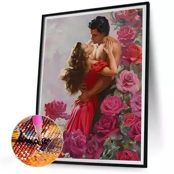 5D-Diamantgemlde zum Selbermachen runder Bohrer Rosenpaar Heimdekoration Bastel