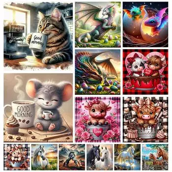 5D-Diamantgemlde zum Selbermachen Runder Bohrer Tier-Set Heimdekoration Kunstha sz6143