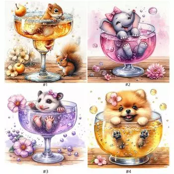 5D-Diamantgemlde zum Selbermachen Runder Bohrer Tier-Set Heimdekoration Kunstha V7316