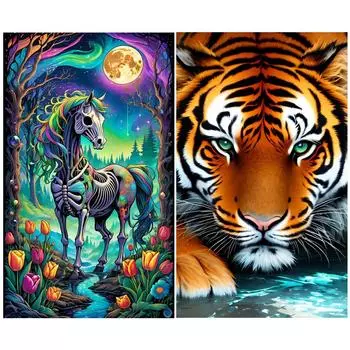 5D-Diamantgemlde zum Selbermachen Runder Bohrer Tier-Set Heimdekoration Kunstha w3943