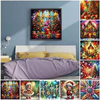 5D-Diamantgemlde zum Selbermachen runder Bohrer Weihnachten Heimdekoration Kuns V7321